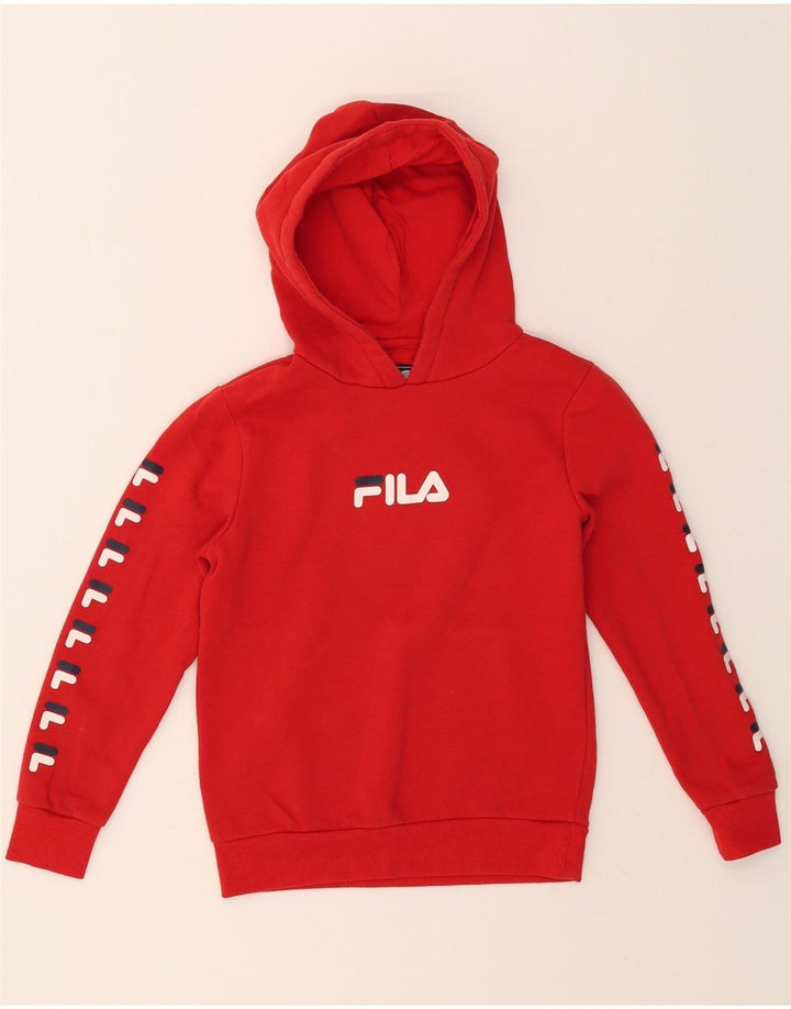 FILA Girls Graphic Hoodie Jumper 12-13 Years Red Cotton Vintage Fila and Second-Hand Fila from Messina Hembry 