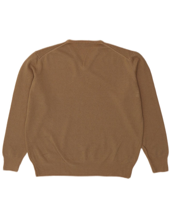 Zara Suéter masculino com decote em V XL lã marrom
