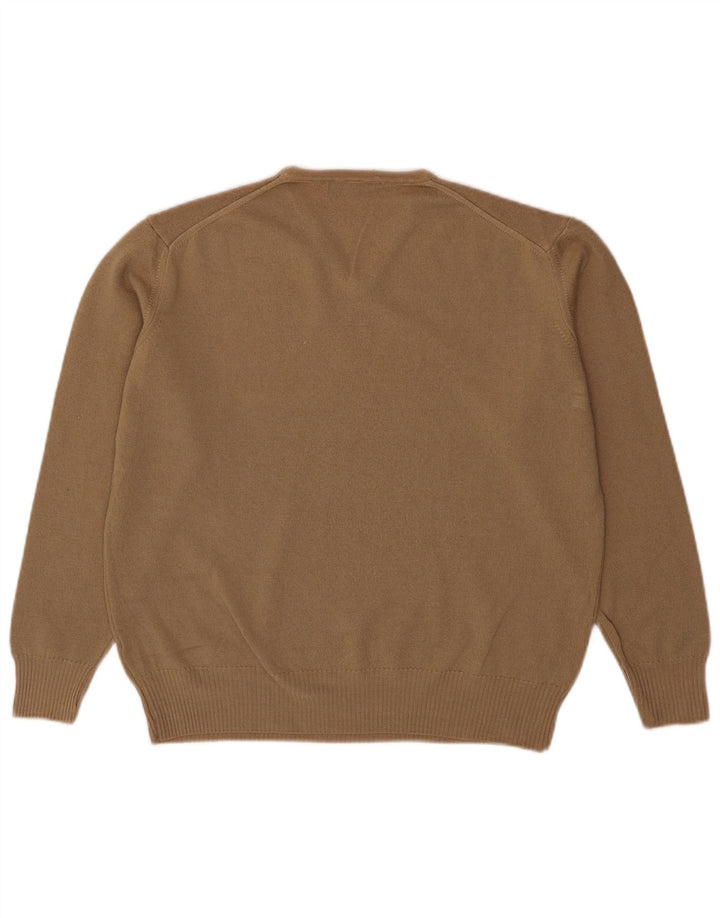 Zara Suéter masculino com decote em V XL lã marrom