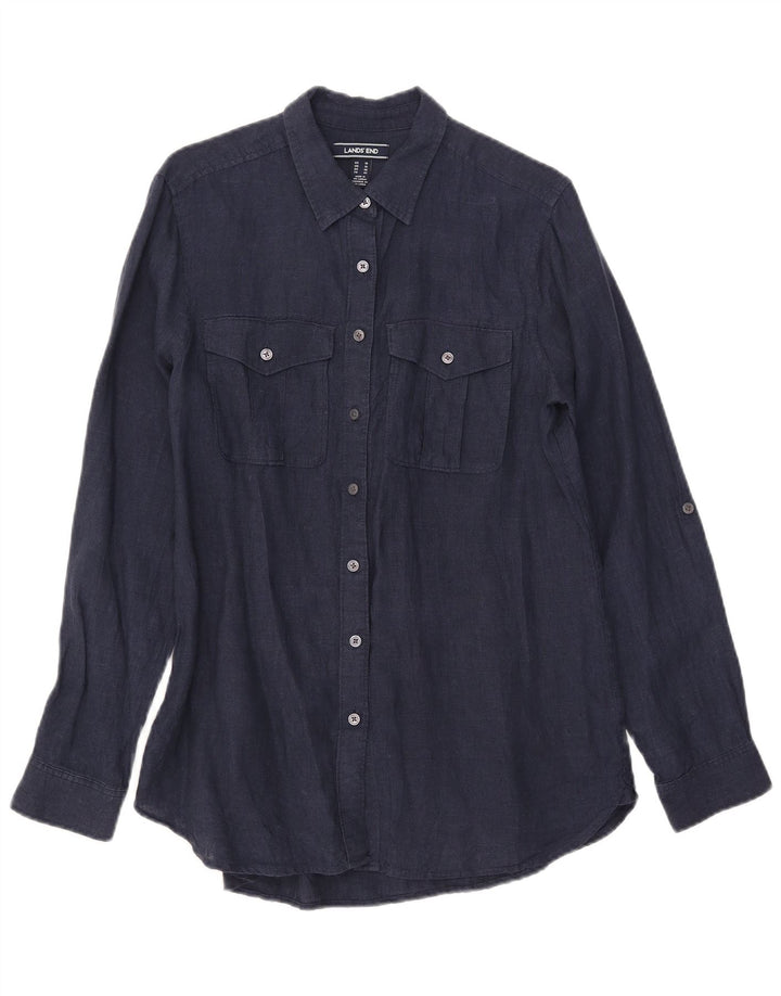 Camisa feminina Lands End UK 14 grande azul marinho