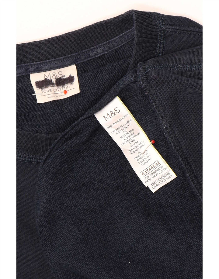 Suéter masculino Marks & Spencer grande algodão azul marinho