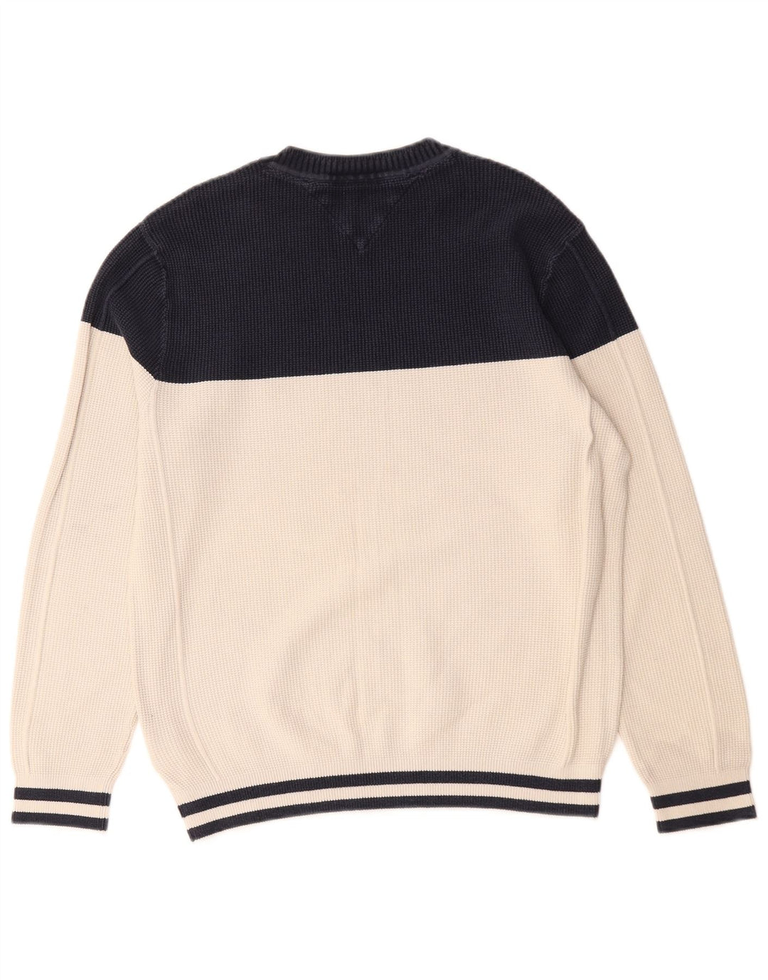 Suéter masculino Tommy Hilfiger com gola redonda e bloco colorido médio off white