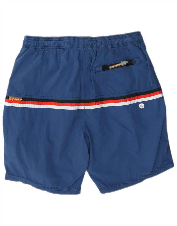 Shorts de natação masculino Superdry Graphic azul marinho médio algodão colorblock