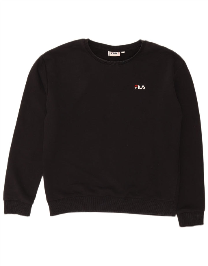 Fila moletom feminino jumper UK 10 pequeno algodão preto