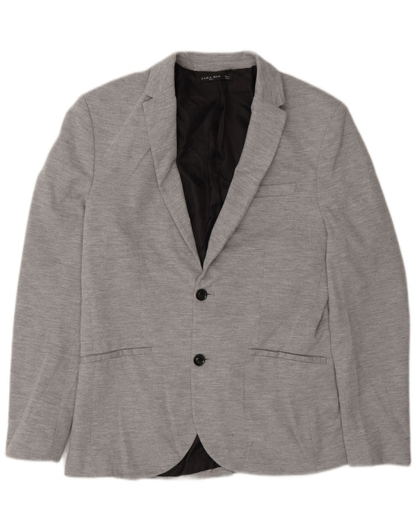 Jaqueta blazer masculina Zara com 2 botões Reino Unido 40 grande cinza
