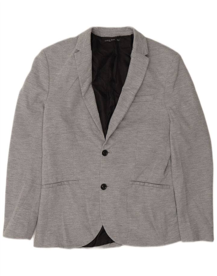 Jaqueta blazer masculina Zara com 2 botões Reino Unido 40 grande cinza