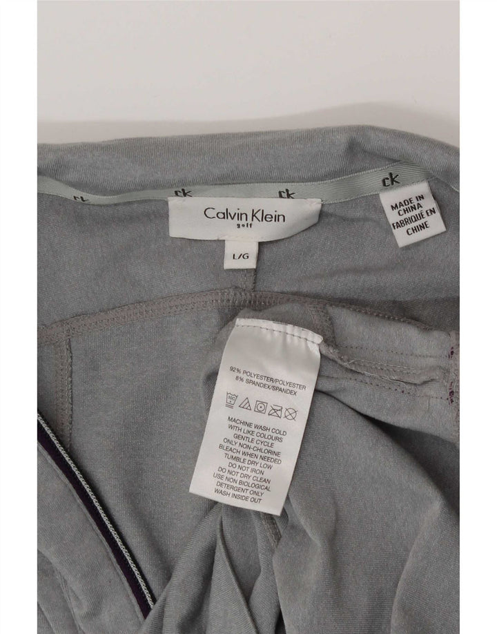 Calvin Klein Mens Graphic Zip Neck Pulôver Treino Top Grande Cinza