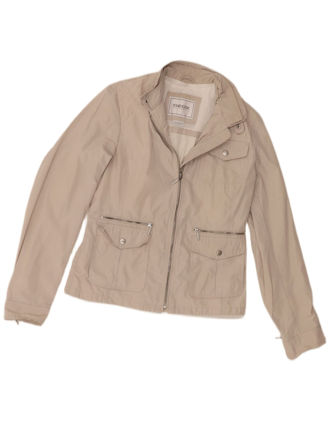 Jaqueta Geox Feminina Respira Utility UK 10 Poliéster Bege Pequeno