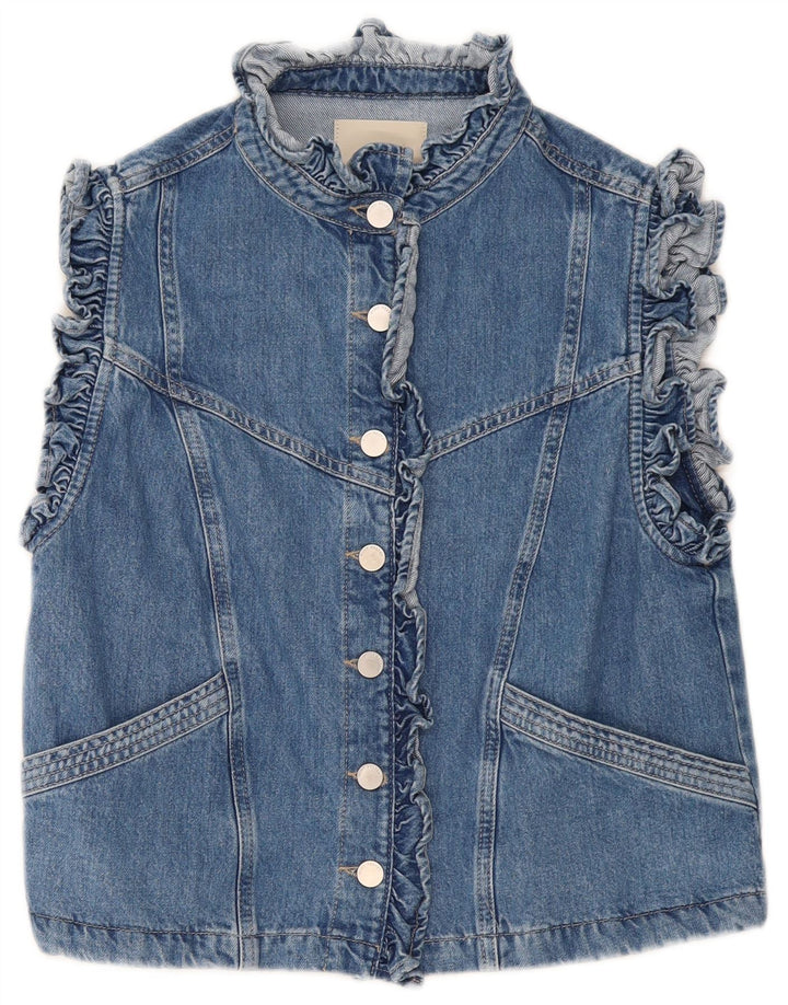 MINT VELVET Womens Denim Gilet UK 14 Algodão Azul Médio
