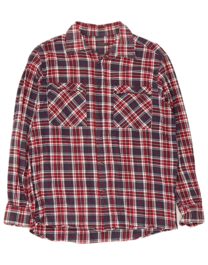 Camisa masculina de flanela Sea Barrier xadrez vermelho médio