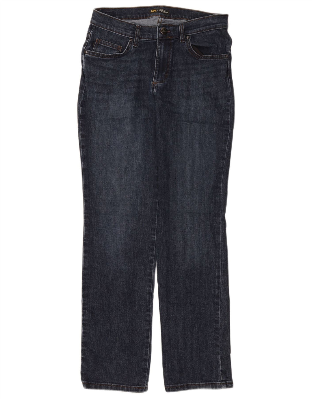 LEE Jeans feminino de cintura média reta US 6 médio W30 L30 azul marinho