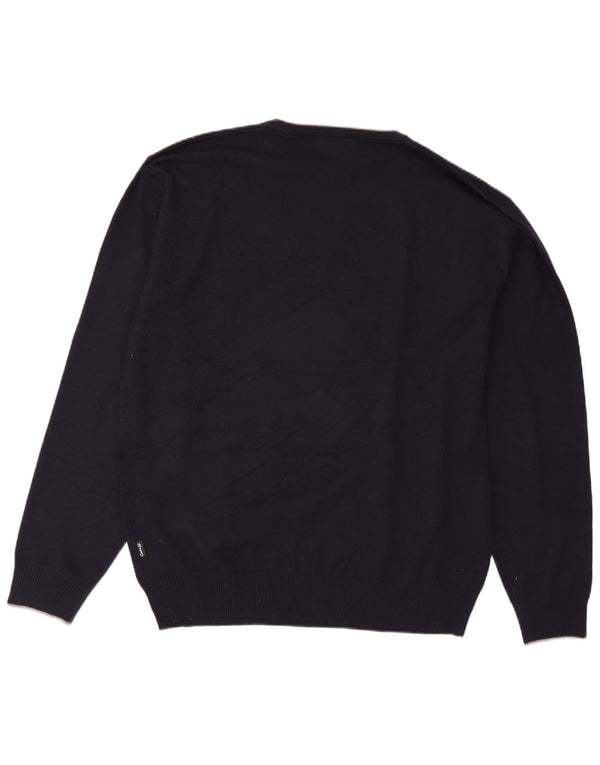 Suéter masculino Coveri com gola redonda 3XL viscose azul marinho