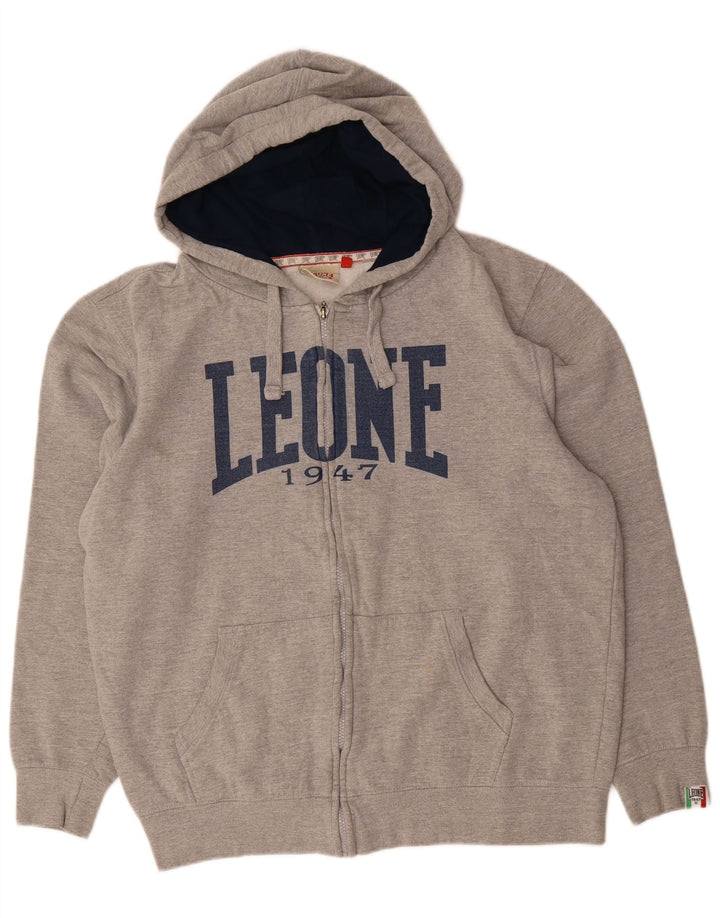 LEONE Suéter masculino com capuz e zíper gráfico 3XL algodão cinza