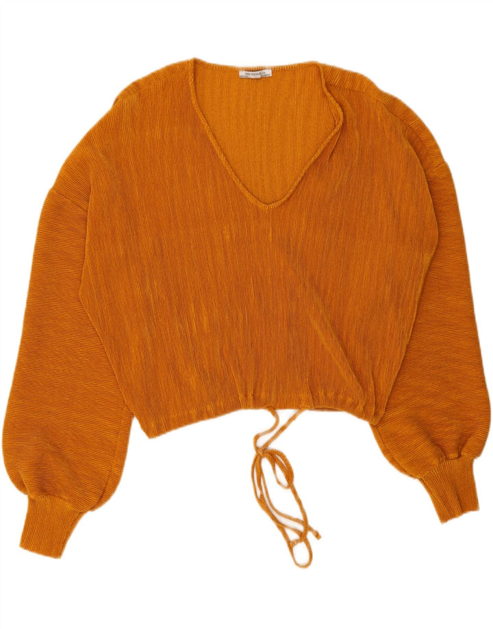 Blusa feminina Zara Trafaluc Crop Batwing Top Reino Unido 14 poliéster laranja médio