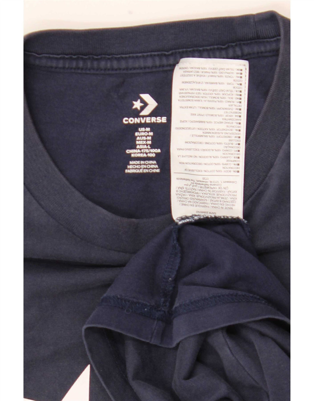 Converse Mens Graphic T-Shirt Top Médio Algodão Azul Marinho