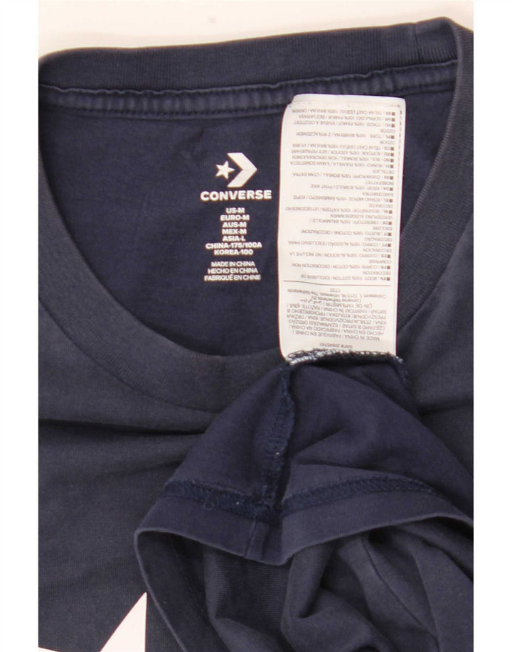 Converse Mens Graphic T-Shirt Top Médio Algodão Azul Marinho