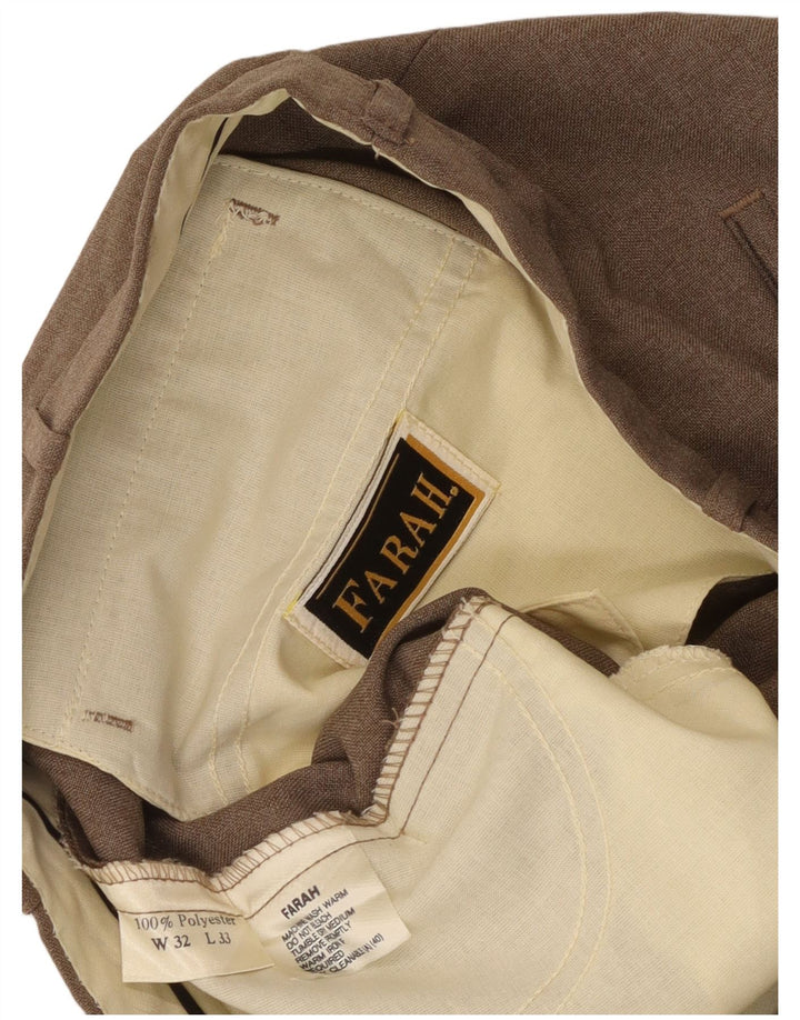 Farah Calça feminina reta com pregas W32 L26 poliéster bege
