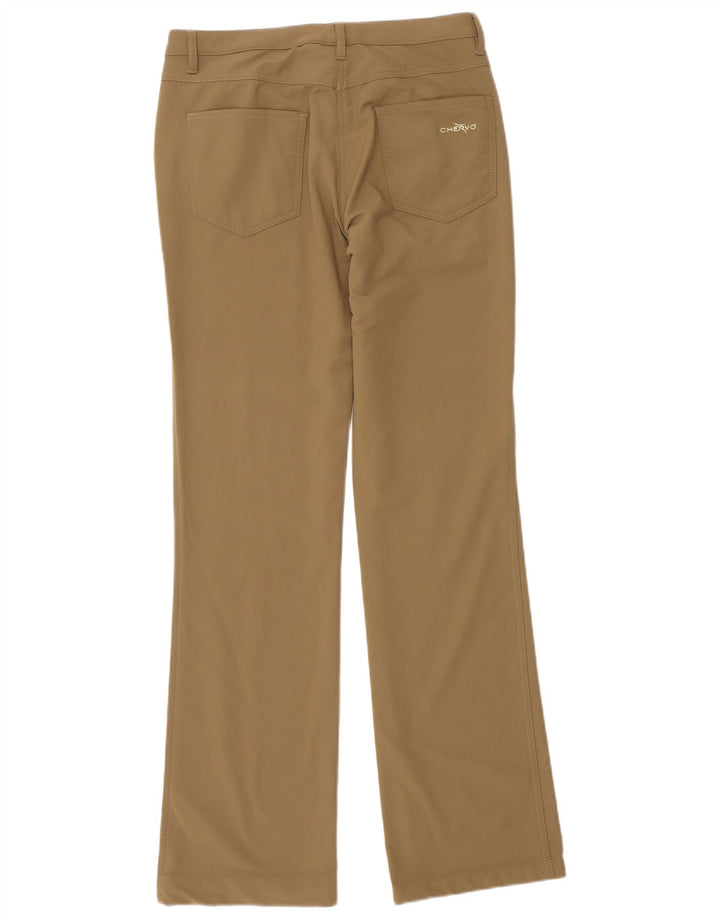Calça casual feminina Chervo Bootcut IT 42 médio W28 L32 poliéster bege