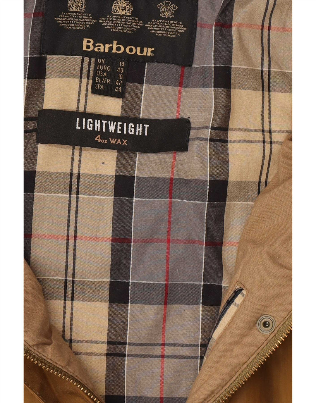 Jaqueta feminina de algodão encerado com capuz Barbour Reino Unido 14 grande marrom