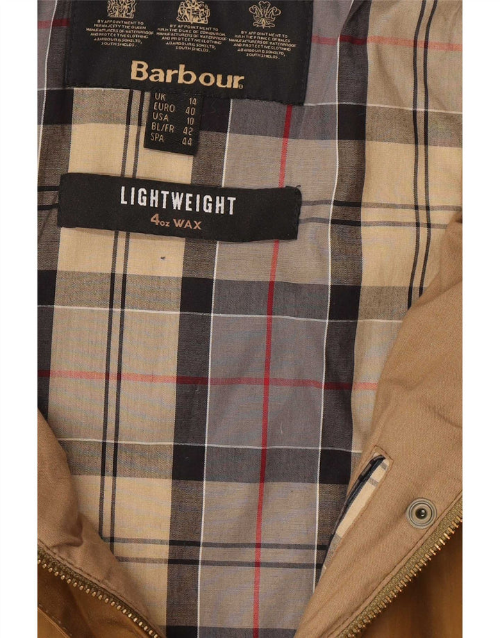 Jaqueta feminina de algodão encerado com capuz Barbour Reino Unido 14 grande marrom
