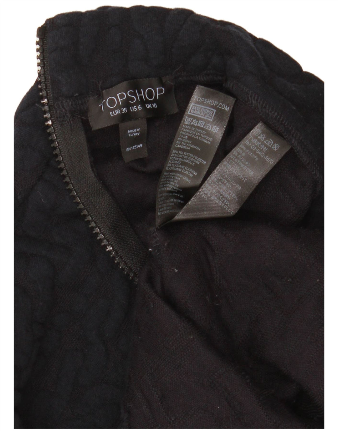 Vestido jumper feminino de mangas curtas Topshop Reino Unido 10 poliéster preto pequeno