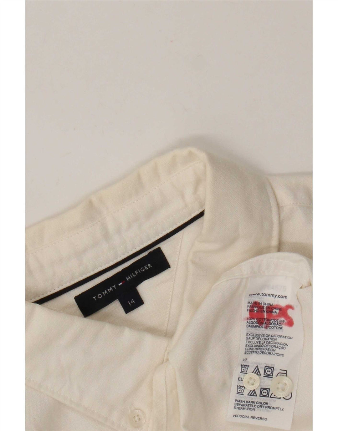 Camisa masculina Tommy Hilfiger 13-14 anos algodão branco