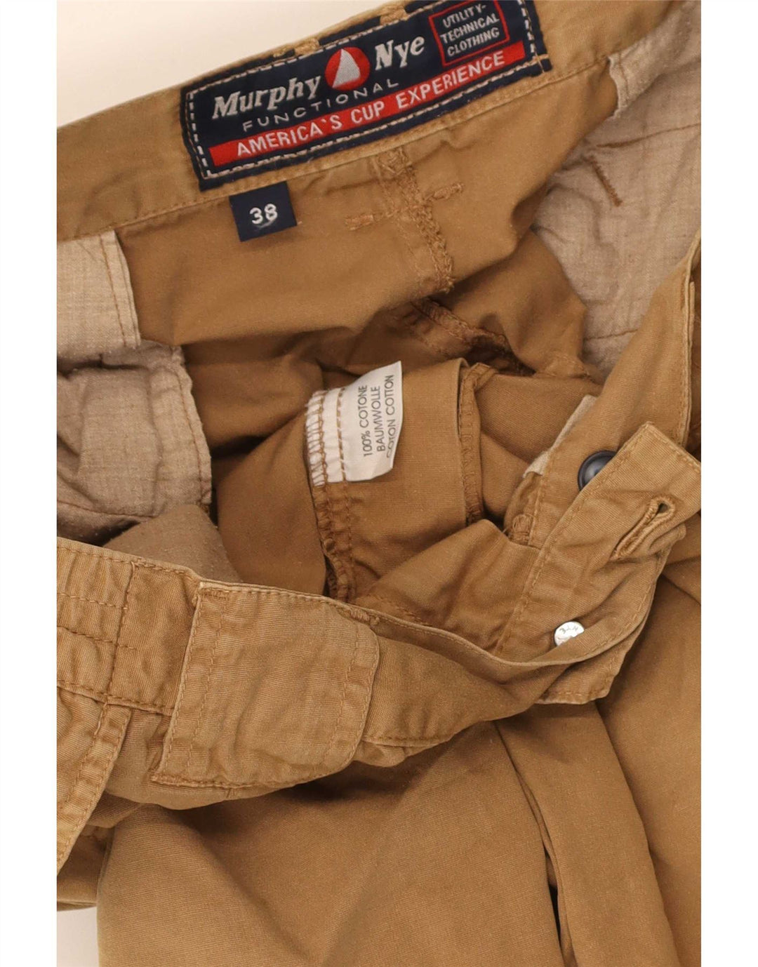 Calça cargo reta masculina Murphy & Nye W38 L33 algodão bege