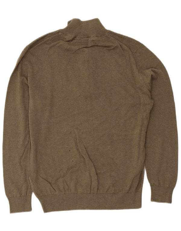 Suéter feminino Lyle & Scott com gola e zíper, Reino Unido 20 2XL algodão cáqui