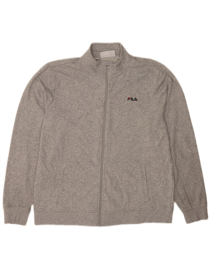 Fila Mens Tracksuit Top Jacket 2XL Algodão manchado cinza