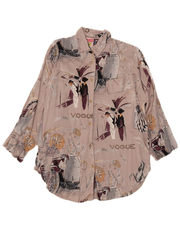 Blusa feminina C&A Clock House com estampa grande grande Reino Unido 10 pequena bege