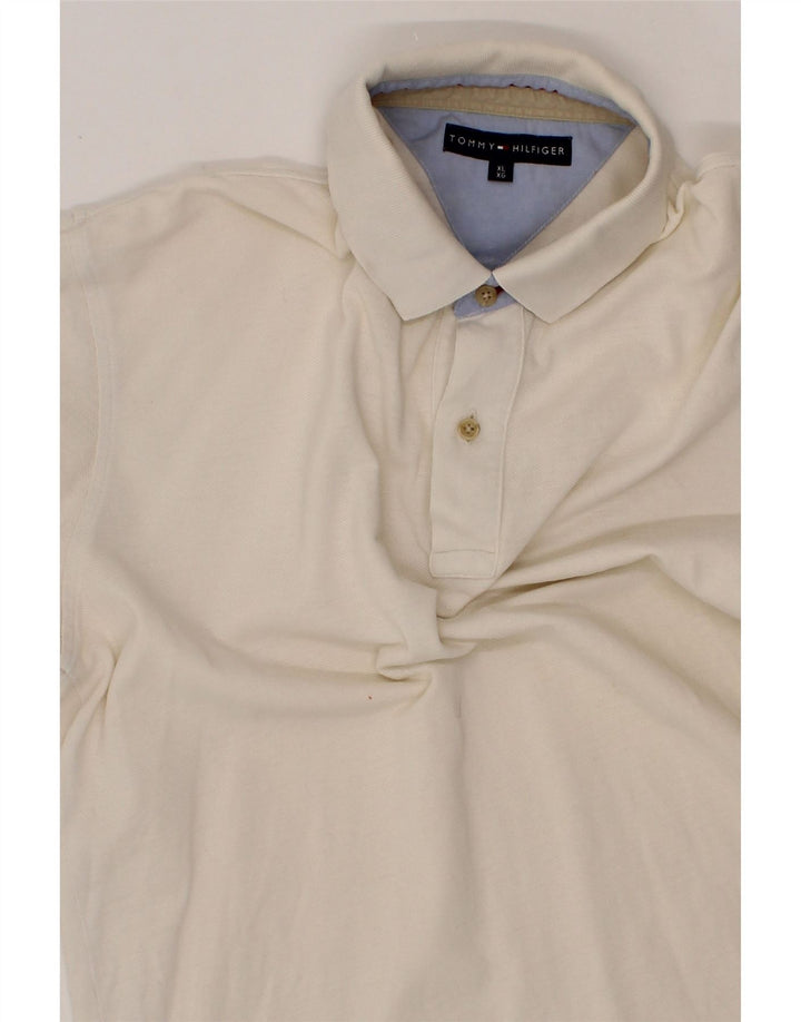 TOMMY HILFIGER Mens Polo Shirt XL Off White Cotton Vintage Tommy Hilfiger and Second-Hand Tommy Hilfiger from Messina Hembry 