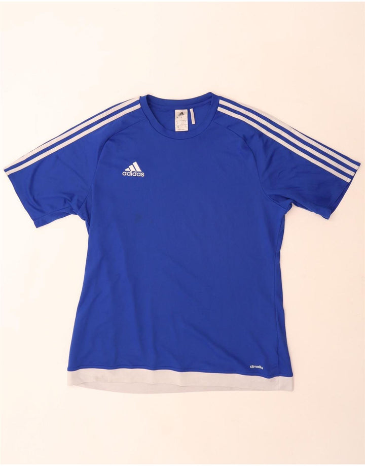 Adidas Mens Climalite Camiseta Top Grande Azul Colorblock Poliéster
