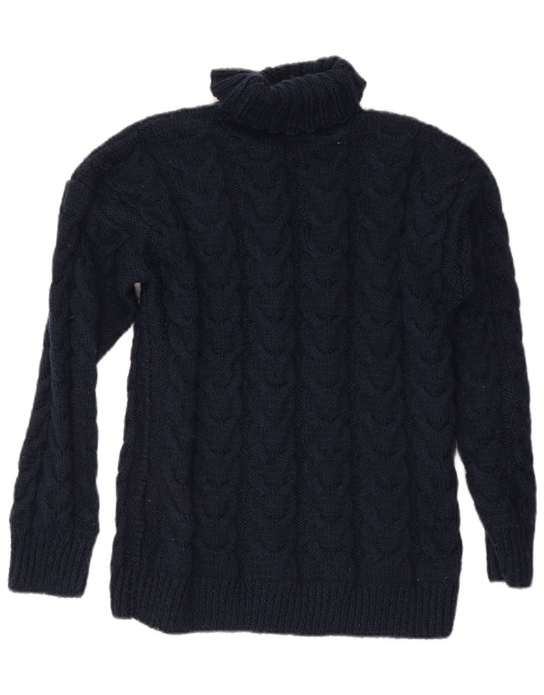 Suéter feminino vintage com gola redonda Reino Unido 16 grande azul marinho