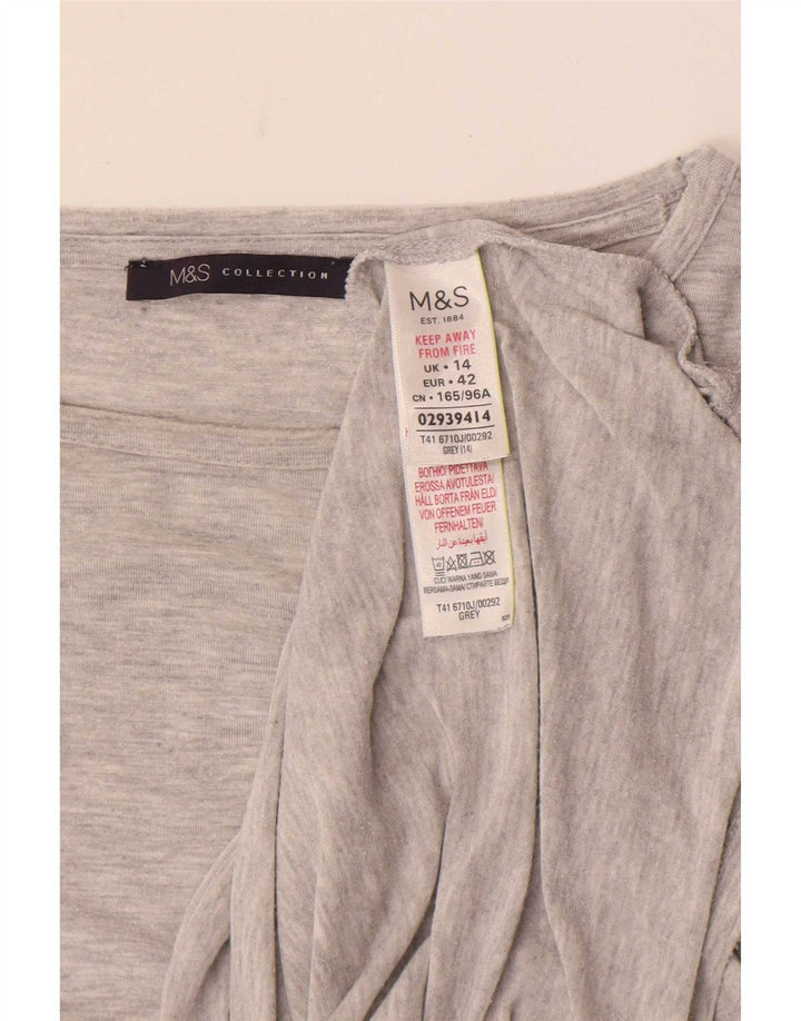 Top feminino Marks & Spencer manga comprida UK 14 cinza médio modal