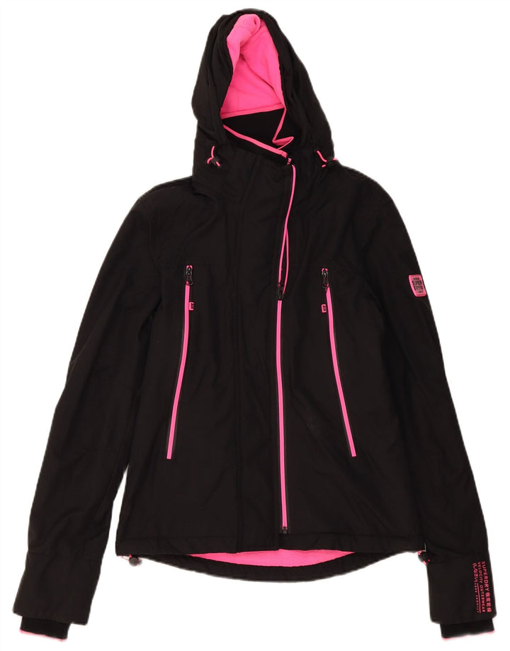 Jaqueta corta-vento com capuz feminina Superdry UK 8 poliéster preto pequeno