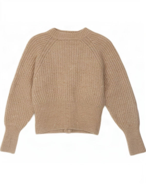 Suéter cardigã feminino Zara UK 12 poliéster bege médio