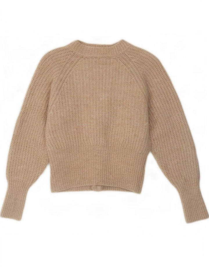 Suéter cardigã feminino Zara UK 12 poliéster bege médio