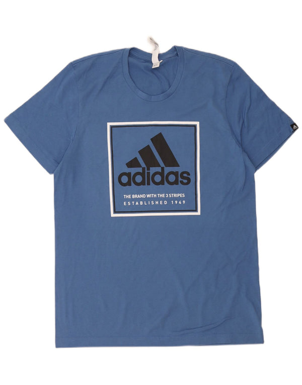 Adidas Mens Three Stripes Graphic Camiseta Top Médio Algodão Azul
