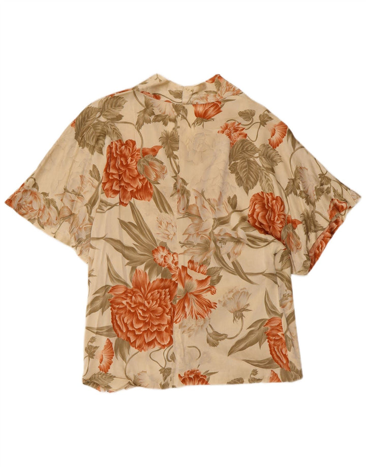 Blusa feminina VINTAGE UK 12 floral verde médio