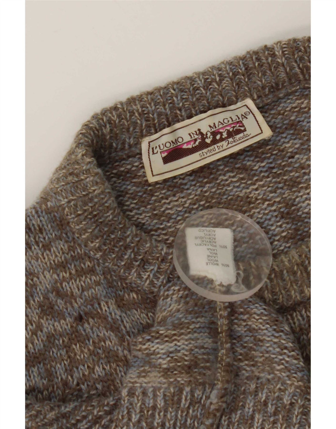 Regata masculina vintage XS lã manchada cinza