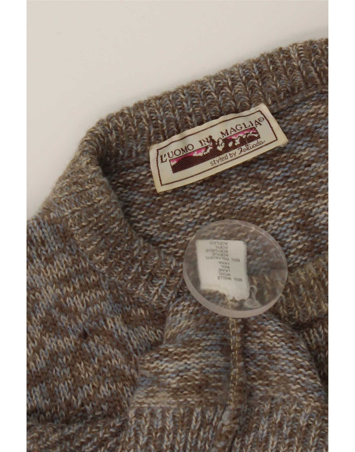 Regata masculina vintage XS lã manchada cinza