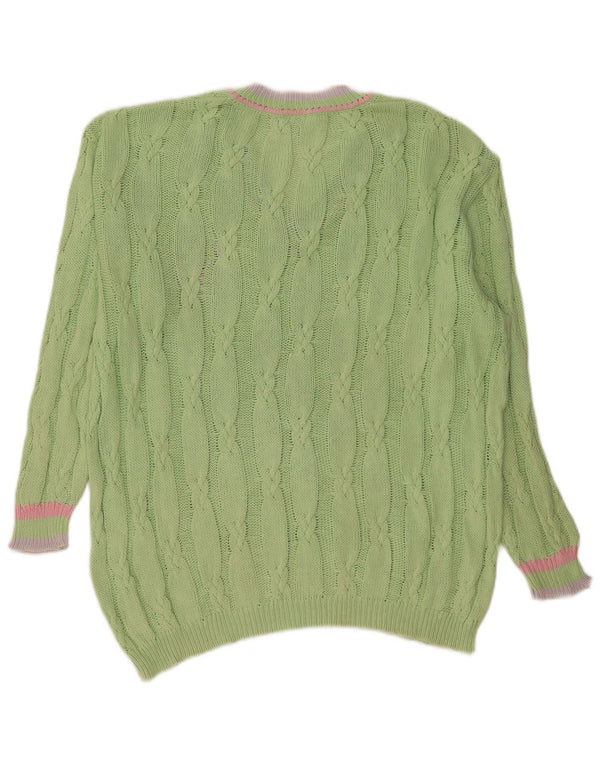 Suéter feminino Carella com decote em V Reino Unido 18 XL algodão verde