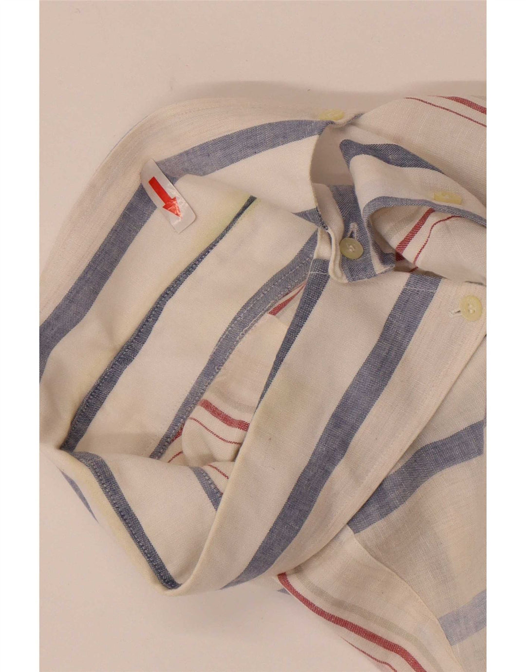 Lacoste camisa masculina de manga curta tamanho 42 linho listrado branco grande