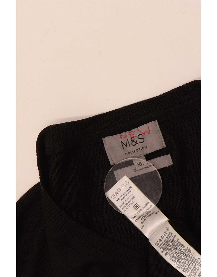 Suéter masculino Marks & Spencer com decote em V XL preto acrílico
