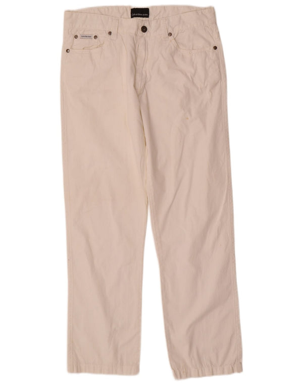 Calvin Klein Calça masculina reta casual W30 L29 algodão branco
