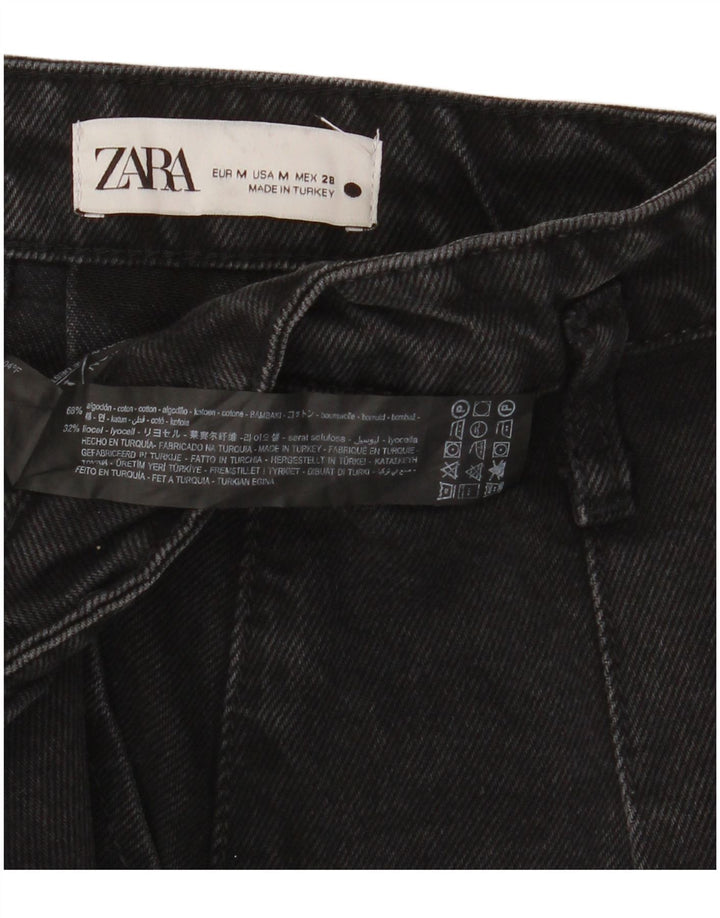 Mini saia jeans feminina Zara médio W32 algodão preto