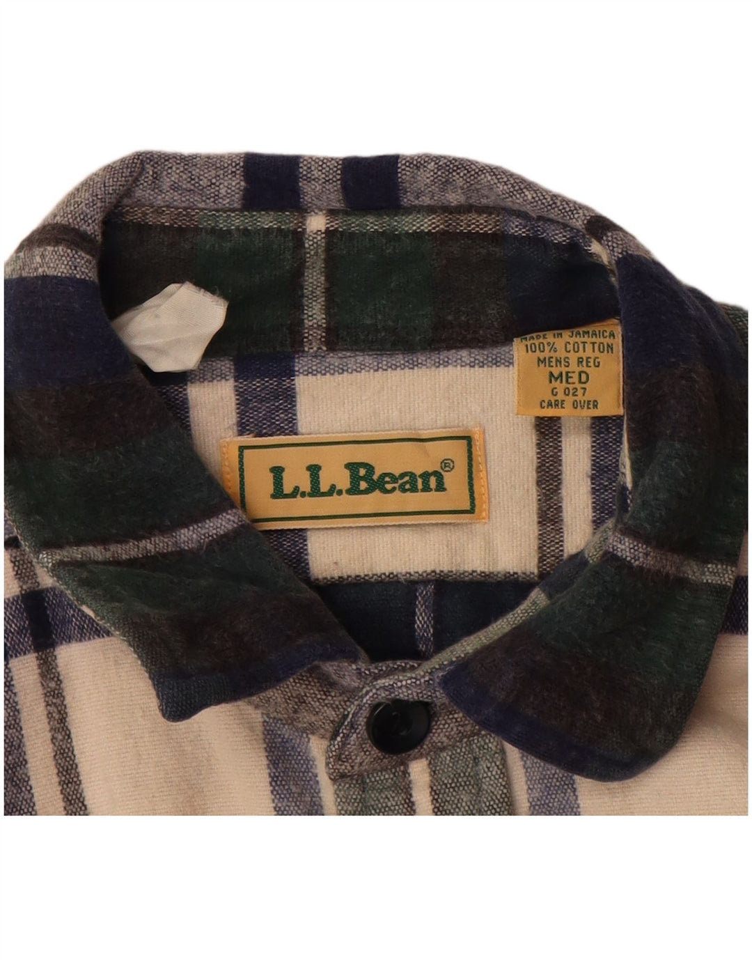 Camisa masculina de flanela L.L.Bean algodão xadrez verde médio
