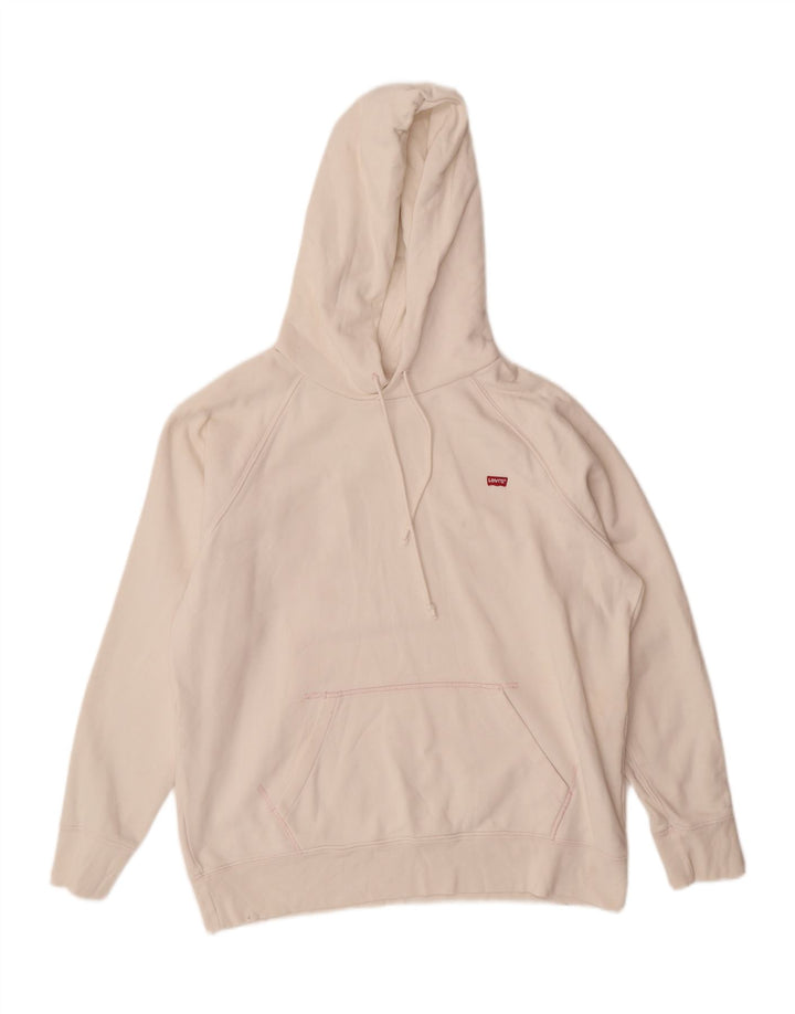 Suéter com capuz feminino LEVI'S UK 16 grande algodão branco