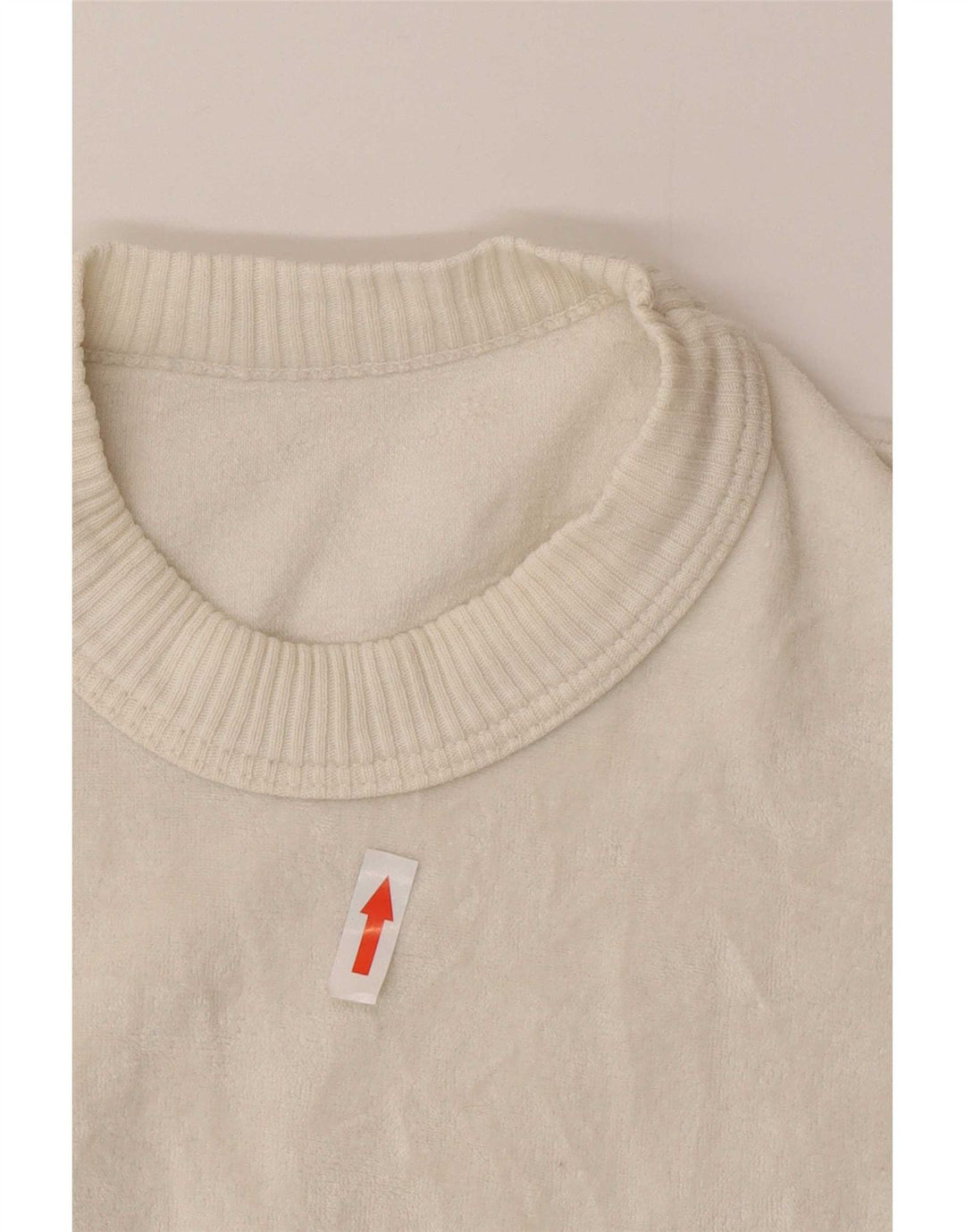 Blusa feminina de veludo vintage UK 14 médio branco