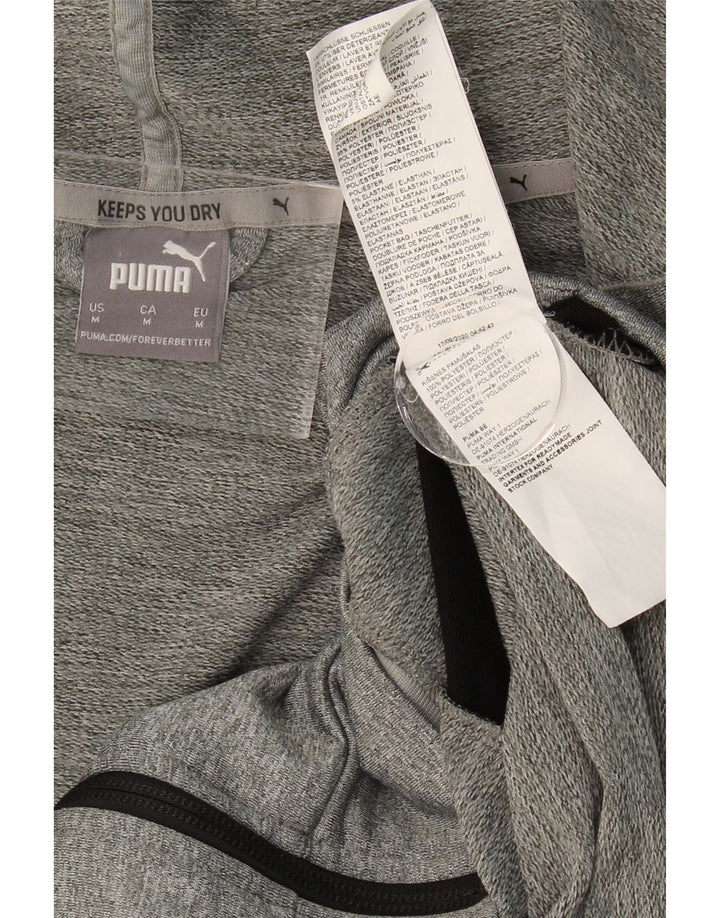 Suéter PUMA masculino com capuz e zíper cinza médio colorblock poliéster